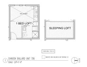 TOP FLOOR - Lofted 1BED1BA - 702.703 702 floor plan