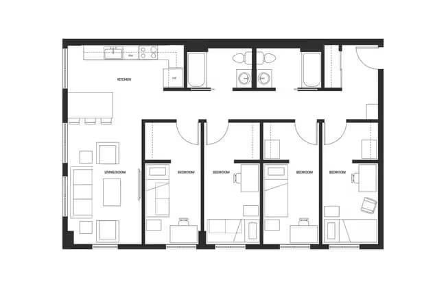 4 Bedroom 1 Shared floor plan