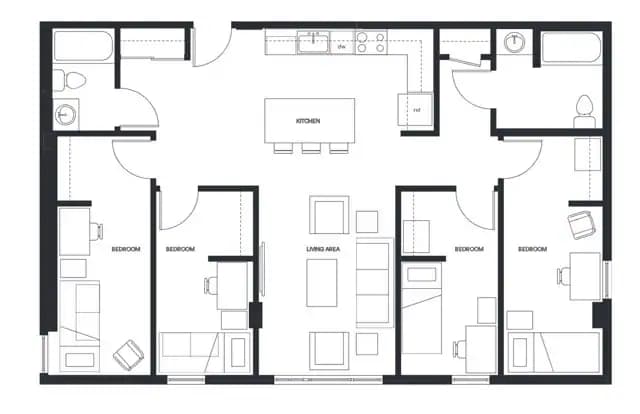 4 Bedroom 2 Shared floor plan