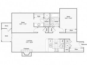 Two Bedroom Two Bath G203 floor plan