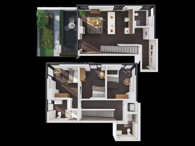 3 Bedroom Townhouse B Private floor plan