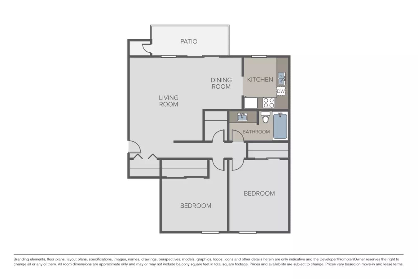 2 Bed 1 Bath M08 floor plan