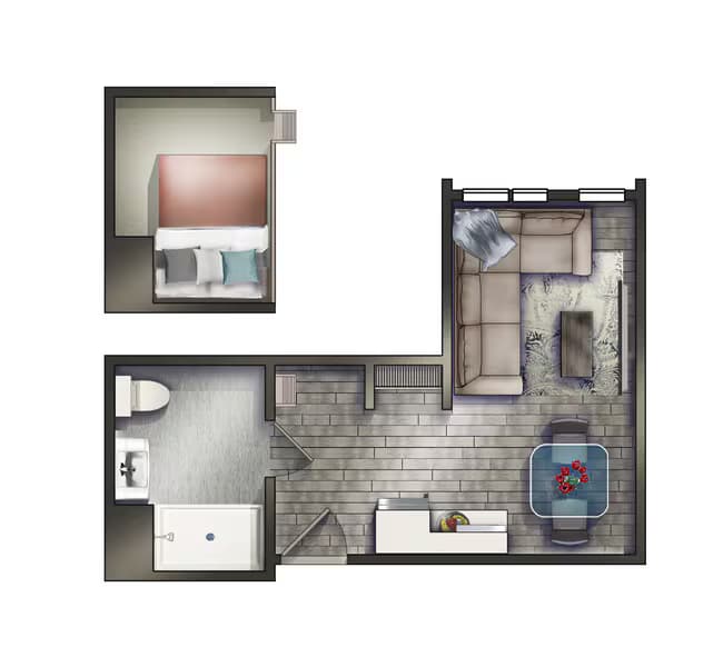 Studio - 194 sqft 208 floor plan