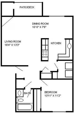 One Bedroom G-09 floor plan