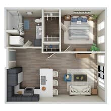 1 Bed 1 Bath 5A-5B floor plan