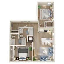 2 Bed, 2 Bath - I floor plan