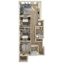3 Bed 2 Bath MFTE floor plan