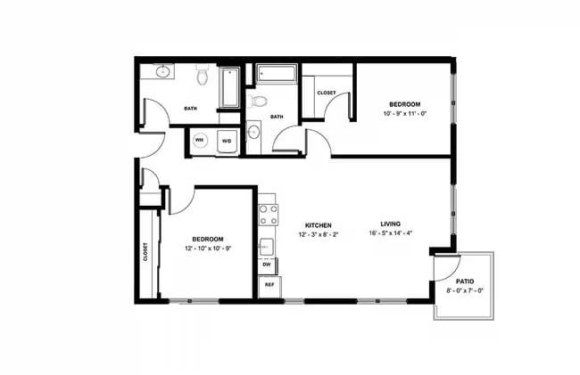 2-2B B305 floor plan