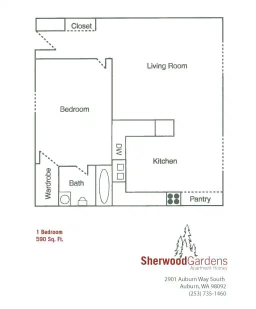 1 Bed 1 Bath - Classic A09 floor plan