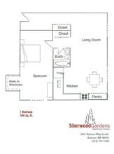 2 Bed, 1.00 Bath G05 floor plan