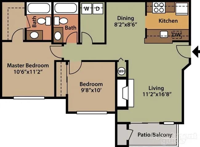 Two Bedroom Two Bath C303 floor plan
