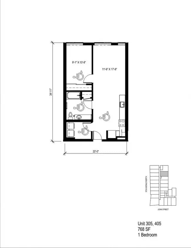 1 Bedroom Loft A 620 floor plan