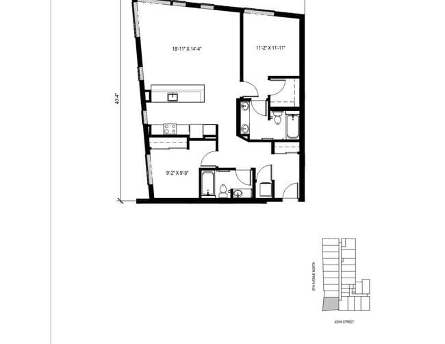 2 Bed Multistory 416 floor plan