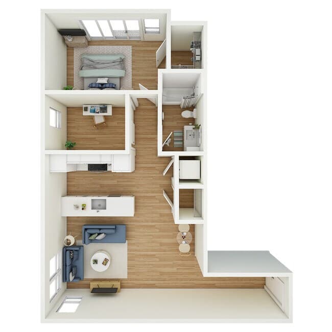 1x1 + Den - a42.1 525 floor plan