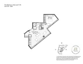 1 Bedroom 1 Bathroom 2501 floor plan