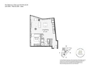 1 Bedroom 1 Bathroom 2306 floor plan