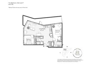 2 Bedroom 2 Bathroom 706 floor plan