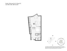 Studio 1 Bathroom 2507 floor plan