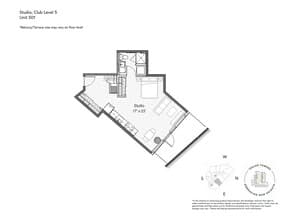 Studio 1 Bathroom 501-CF5 floor plan