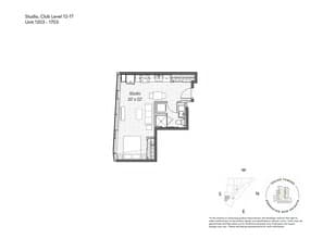 Studio 1 Bathroom 1603 floor plan