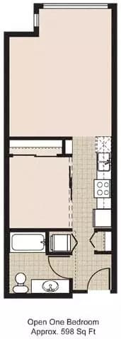 1 bd 1 ba MFTE 529 floor plan