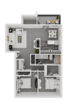 2/1 950sf H301 floor plan