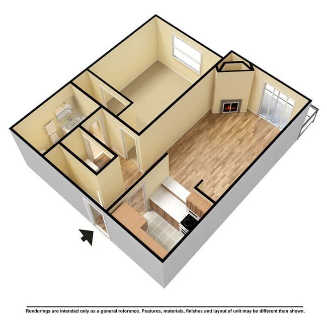 1 Bed 1 Bath C103 floor plan