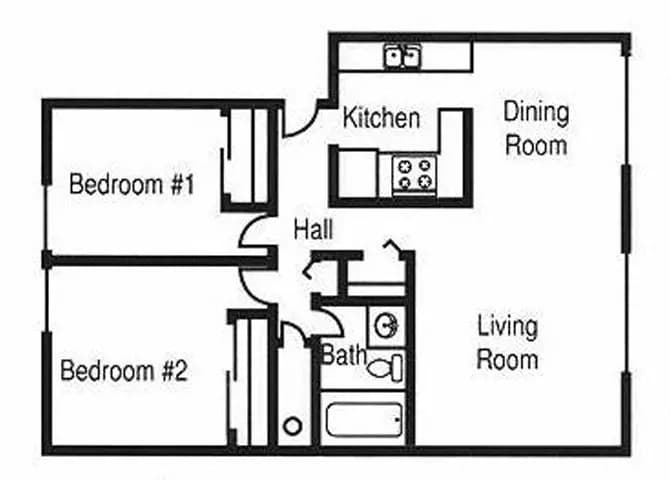 2 Bed 1 Bath C A12 floor plan