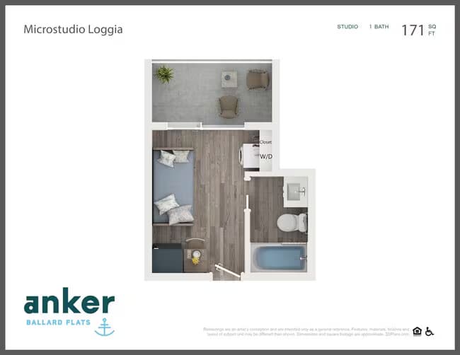 Microstudio with Loggia 502-F floor plan