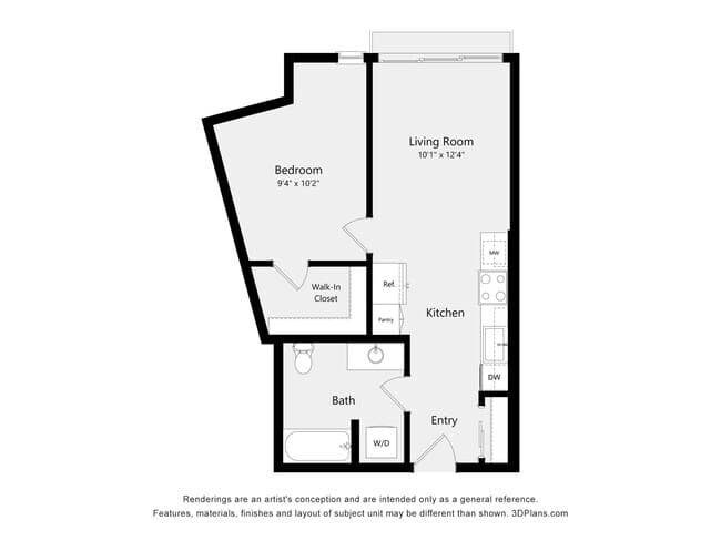 One Bedroom B08A 755 floor plan