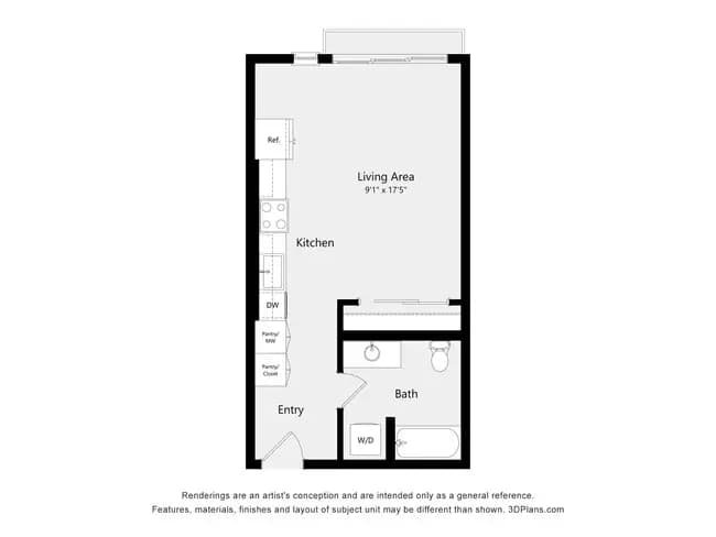 Studio S01A 705 floor plan