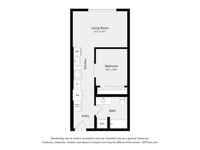 Urban One Bedroom A01A 343 floor plan