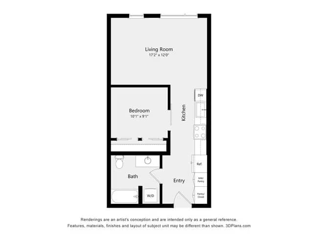 Urban One Bedroom A03A 510 floor plan