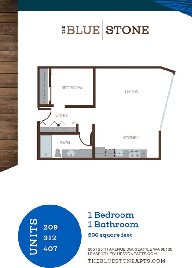 1 Bed 1 Bath 211 floor plan