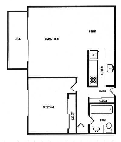 1 Bed 1 Bath A1 433 floor plan
