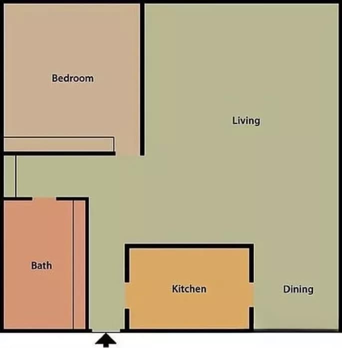 1 Bed 1 Bath A1 831 floor plan