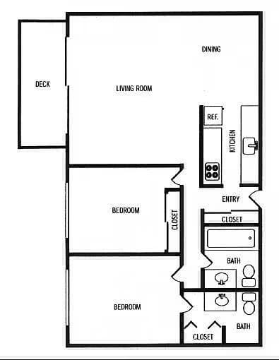 2 Beds • 1 Bath 826 floor plan