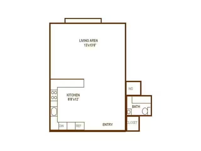Studio 1 Bath S1 000 floor plan