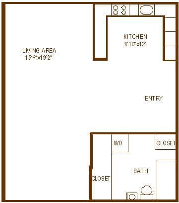 Studio 1 Bath S2 833B floor plan