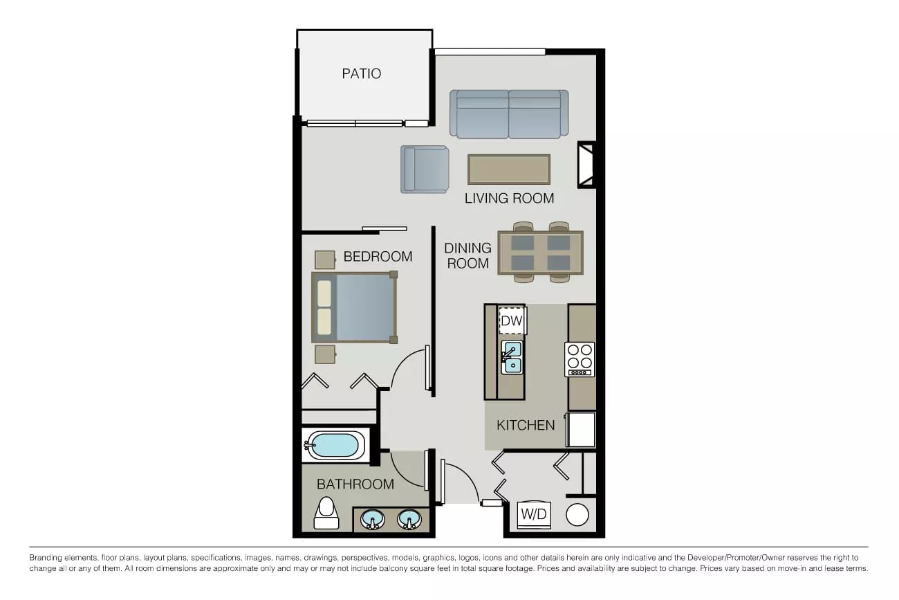 1 Bed 1 Bath 1105 floor plan