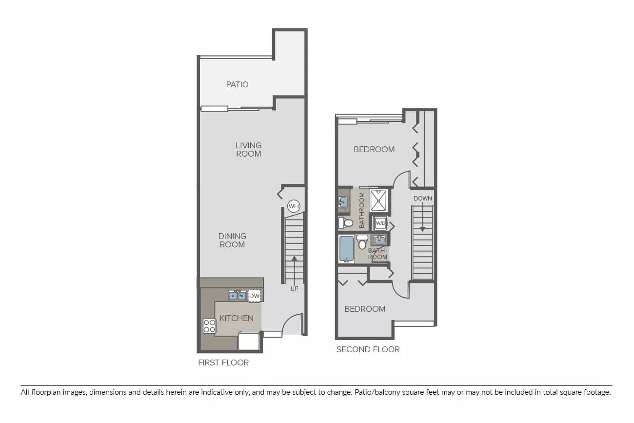 2 Bed 2 Bath Townhome 5203 floor plan
