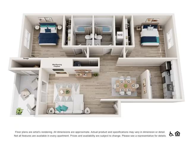 2 Bedroom 2 Bath - Renovated RR-101 floor plan