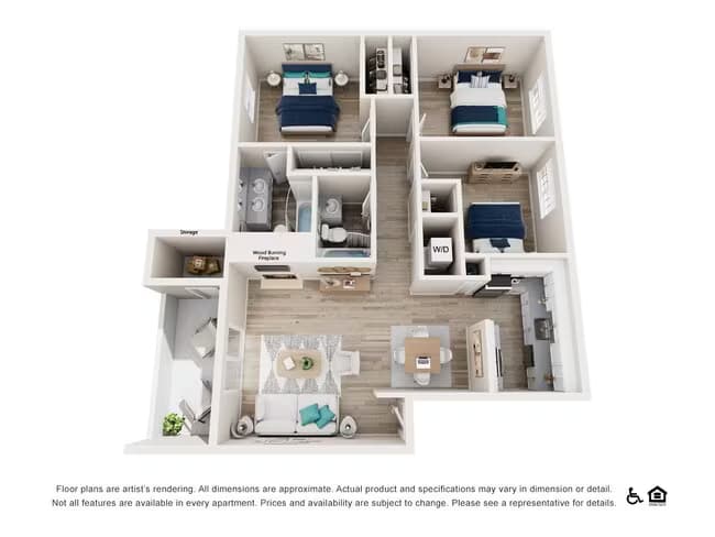 3 Bedroom 2 Bath - Renovated QQ-103 floor plan