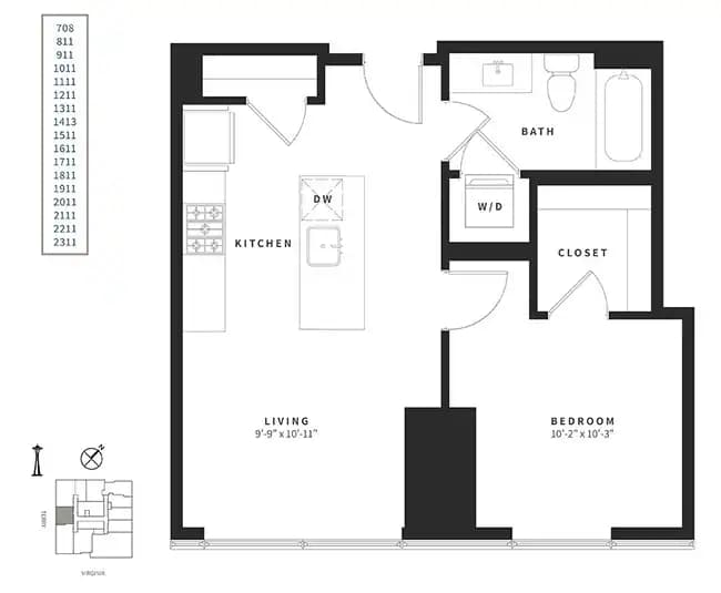 1 Bedroom A5 911 floor plan