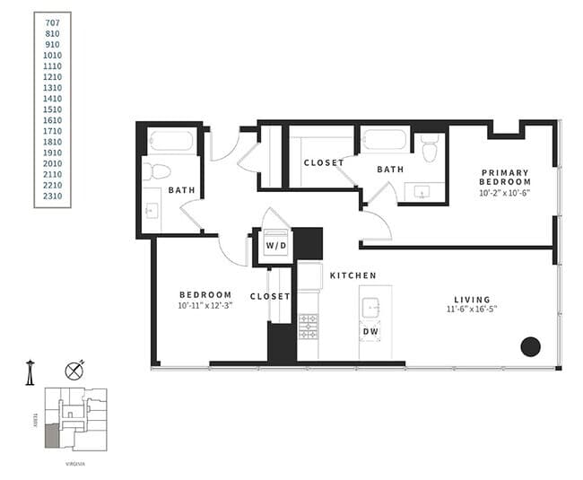 2 Bedroom C1 2210 floor plan