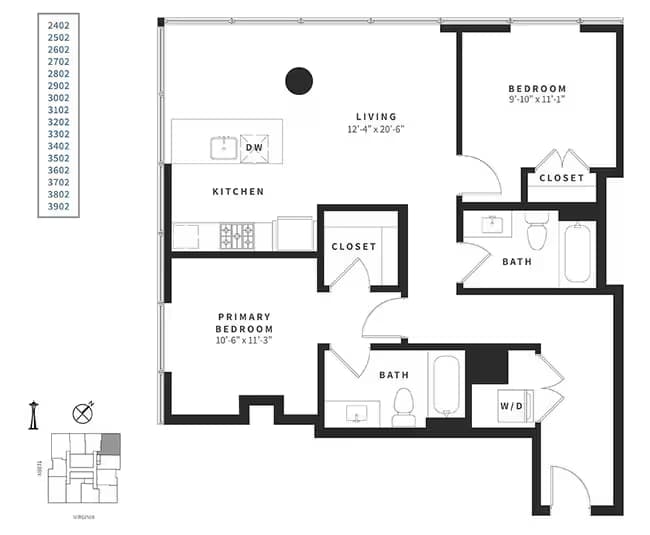 2 Bedroom C2 3902 floor plan