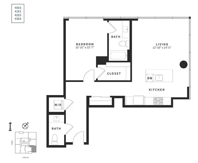 Signature 1 Bedroom A8PH 4303 floor plan