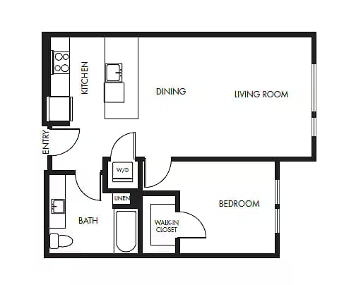 One Bedroom One Bath Podium - 709 N-302 floor plan