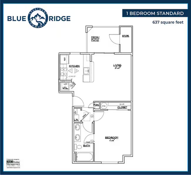 1 Bedroom Standard 1919-303 floor plan