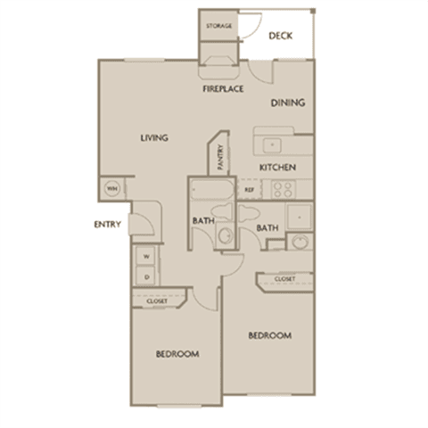 TWO BEDROOM TWO BATH 1-303 floor plan